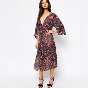 Bec & Bridge Folk Tales Midi Dress Size 4 EUC L0659